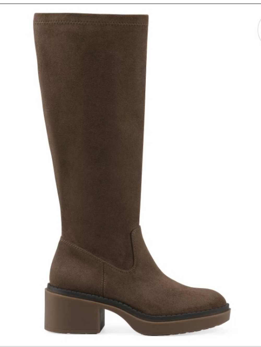 White Mountain Brown Marcella Faux Suede Knee High Block Heel Boots Size 6